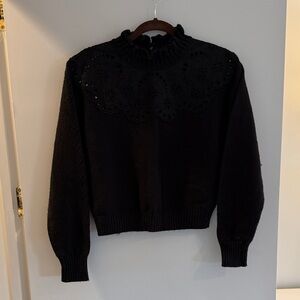 & Other Stories Black Turtleneck Sweater with Eyelet Detail